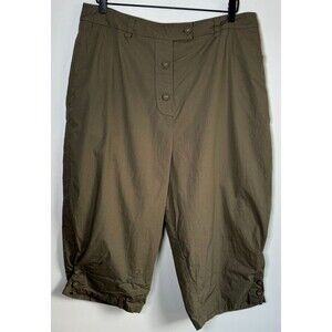 Crea Concept Women Button Front Cropped Pant 44 Olive Green Brown Made in Turkey